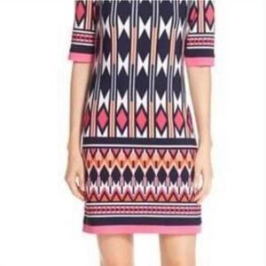 Eliza‎ J Pink Geometric Sheath Dress